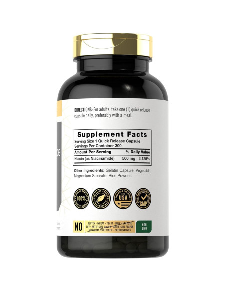 Cápsulas de Niacinamida Carlyle 500mg | Suplemento Sin Gluten Cápsulas de Niacinamida Carlyle 500mg | Suplemento Sin Gluten
