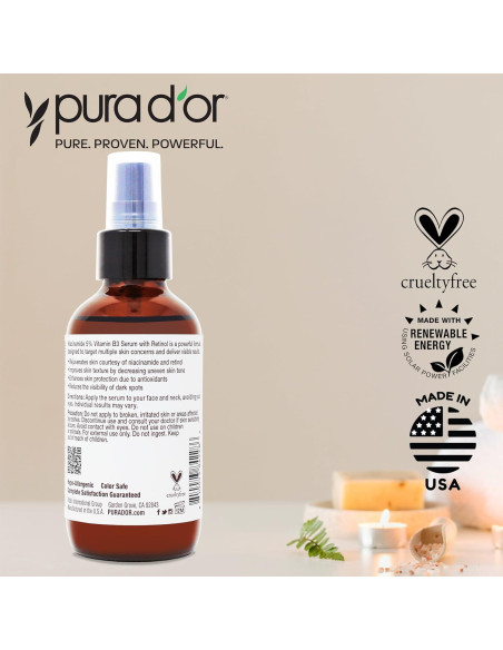 Suero Facial Niacinamida B3 PURA D'OR 98 ml - Hipoalergénico Suero Facial Niacinamida B3 PURA D'OR 98 ml - Hipoalergénico