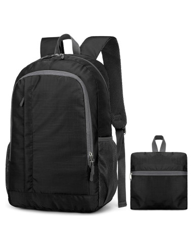 Mochila de Senderismo Plegable 25L Nylon Resistente al Agua Negra