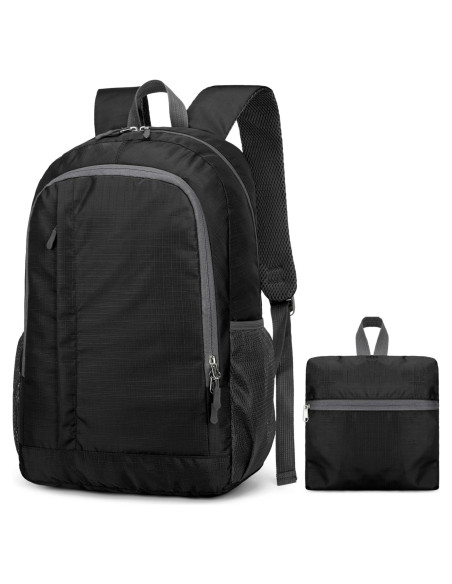 Mochila de Senderismo Plegable 25L Nylon Resistente al Agua Negra Mochila de Senderismo Plegable 25L Nylon Resistente al Agua Negra