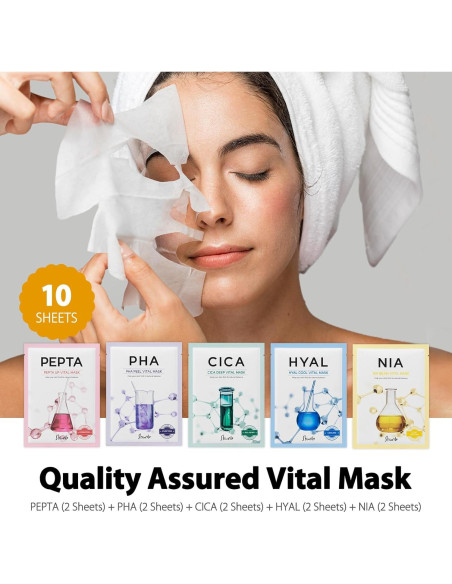 Máscaras Faciales Vitales SHIONLE - 10 Paquete Hidratante Máscaras Faciales Vitales SHIONLE - 10 Paquete Hidratante