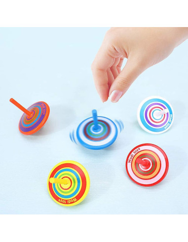 Trompos de Madera Pintados Artsper - 10 Pcs Coloridos
