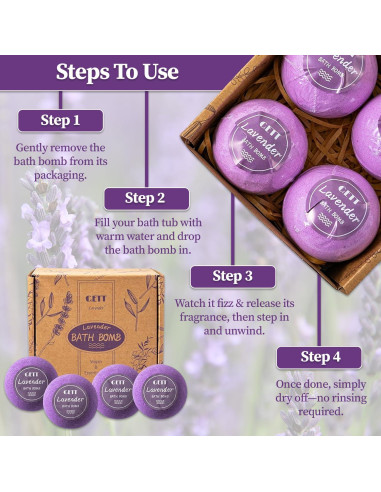 Set de Bombas de Baño de Lavanda GETT - 4 Pzs, Veganas