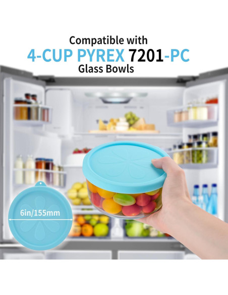 Tapa de Silicona Ullnosoo para Cuencos Pyrex 4 Tazas - 4 Pcs Tapa de Silicona Ullnosoo para Cuencos Pyrex 4 Tazas - 4 Pcs