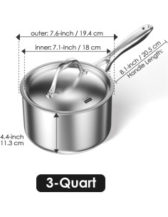 Cacerola de Acero Inoxidable Cooks Standard 3 Cuartos Plata 2