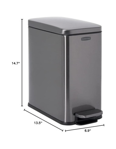 Papelera Slim Step-On Rubbermaid Acero Inoxidable 9.8L Carbón
