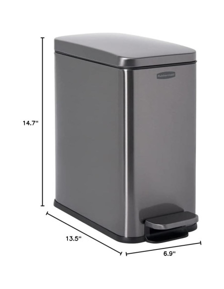 Papelera Slim Step-On Rubbermaid Acero Inoxidable 9.8L Carbón Papelera Slim Step-On Rubbermaid Acero Inoxidable 9.8L Carbón