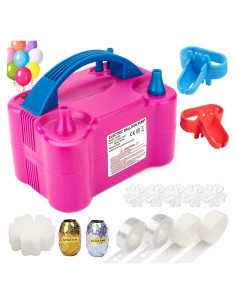Bomba de Globo Eléctrica ELLECK 600W Doble Boquilla Rosa