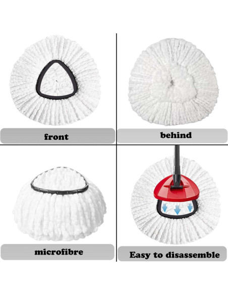 Paquete de 4 Cabezas de Reemplazo para Mopa O-Ceda Microfibra Paquete de 4 Cabezas de Reemplazo para Mopa O-Ceda Microfibra