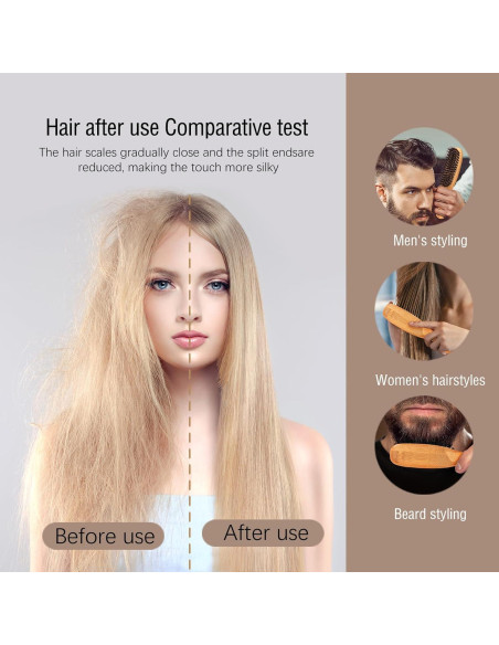 Juego de 3 Cepillos de Pelo de Bambú MenGate - Desenredante y Cerda de Jabalí Juego de 3 Cepillos de Pelo de Bambú MenGate - Desenredante y Cerda de Jabalí