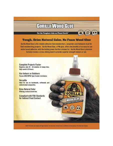 Pegamento de Madera Gorilla 118 ml - Paquete de 6 Botellas Pegamento de Madera Gorilla 118 ml - Paquete de 6 Botellas