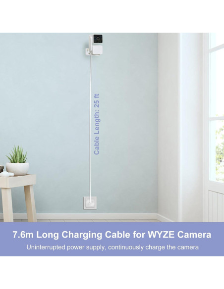 Paquete de 2 Cables de Extensión de Poder 7.6m para WYZE Cam Pan v3 Paquete de 2 Cables de Extensión de Poder 7.6m para WYZE Cam Pan v3