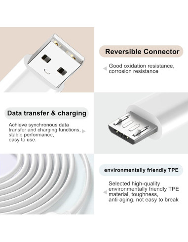 Paquete de 2 Cables Micro USB de 3m CYQAPC para Carga
