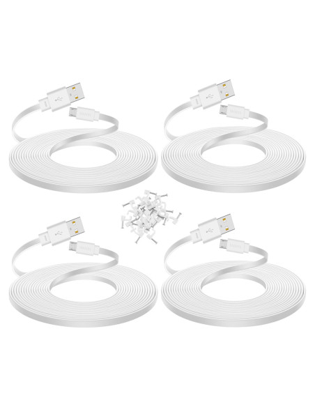 Paquete de 4 Cables de Extensión Micro USB 7.62 m SMAYS Blanco Paquete de 4 Cables de Extensión Micro USB 7.62 m SMAYS Blanco