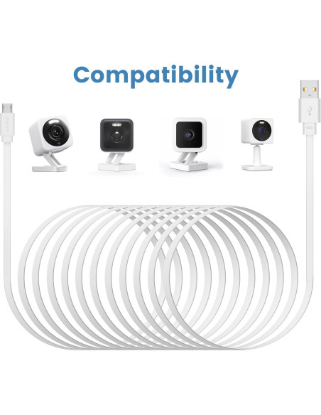Paquete de 4 Cables de Extensión Micro USB 7.62 m SMAYS Blanco Paquete de 4 Cables de Extensión Micro USB 7.62 m SMAYS Blanco