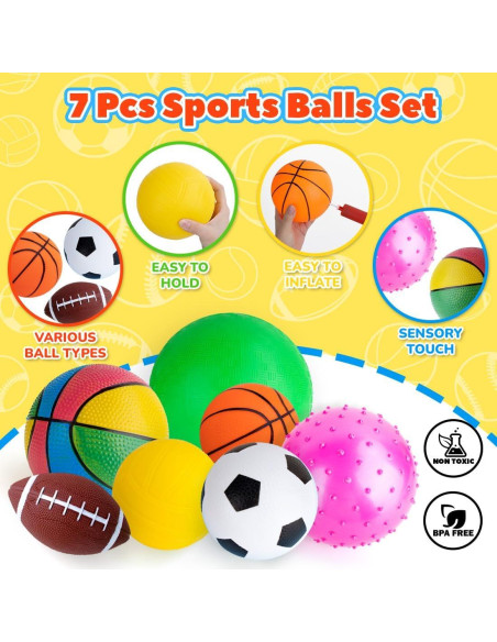 Set de 7 Pelotas Inflables HOESDA para Niños Pequeños Set de 7 Pelotas Inflables HOESDA para Niños Pequeños