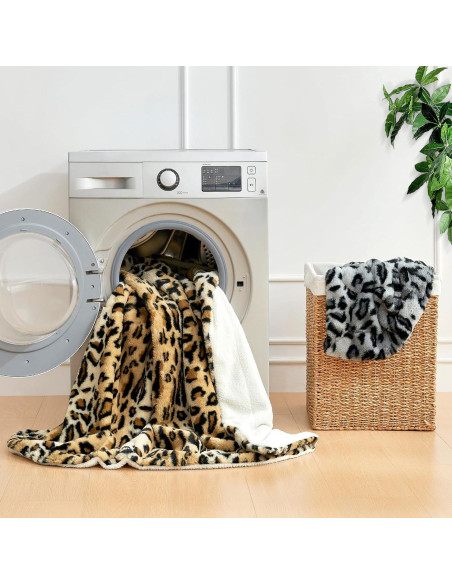 Manta de pelaje sintético Cozy Bliss 127x152 cm leopardo Manta de pelaje sintético Cozy Bliss 127x152 cm leopardo