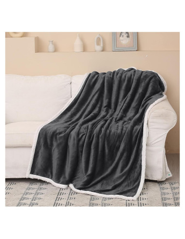 Manta de Sherpa Catalonia Gris Carbón 127x152 cm Reversible