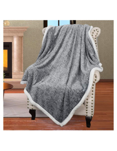 Manta Sherpa Catalonia Melange Gris 127x152cm Ultra Suave
