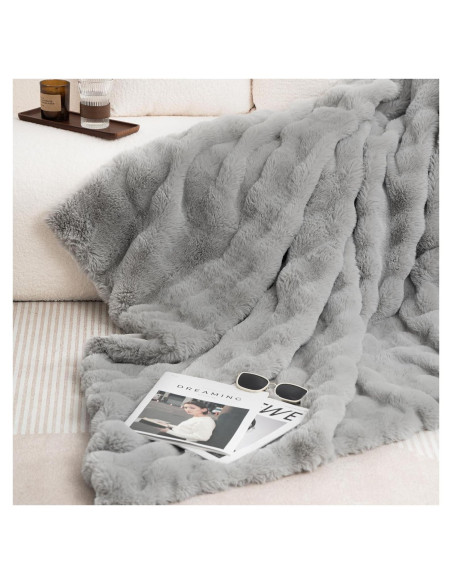 Manta de Lanzar Reversible Julio 127x152 cm Gris Suave Manta de Lanzar Reversible Julio 127x152 cm Gris Suave