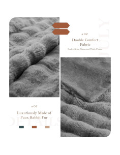 Manta de Lanzar Reversible Julio 127x152 cm Gris Suave 2