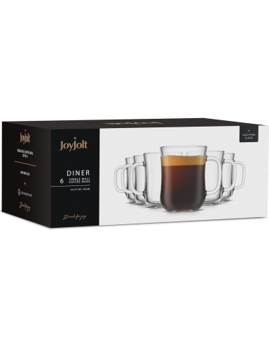 Set de 6 Tazas de Café de Vidrio JoyJolt 15.5oz Apto Lavavajillas