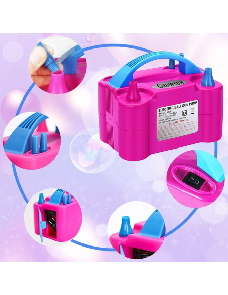 Bomba de Aire Eléctrica Growsun 600W para Globos - Rojo Rosa Bomba de Aire Eléctrica Growsun 600W para Globos - Rojo Rosa