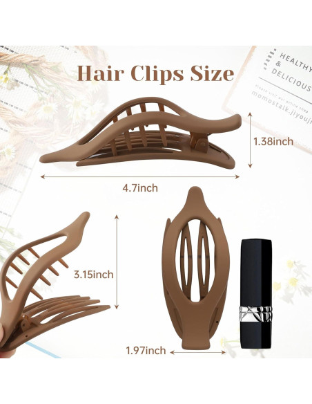 Pinzas para el cabello AWAYTR - 6 piezas mate planas 11.68 cm Pinzas para el cabello AWAYTR - 6 piezas mate planas 11.68 cm
