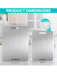 Tabla de Cortar ZERFORCE de Acero Inoxidable 30x20 cm 2