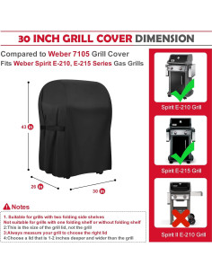 Cubierta de Parrilla Tunansx 76 cm para Weber Spirit 210 2