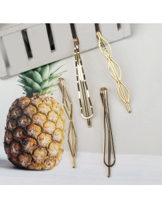 16 Pinzas de Pelo Geométricas Doradas SUMAJU - Clips Elegantes 2