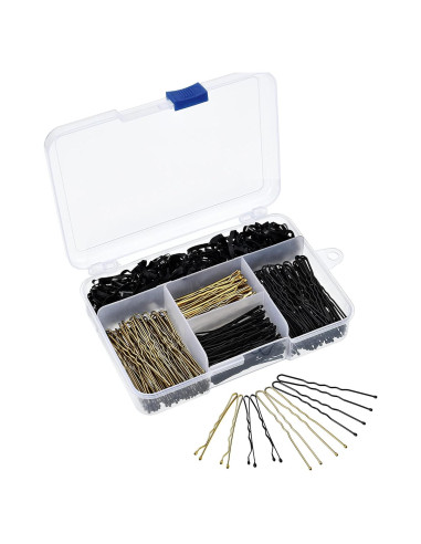 Set de 300 Horquillas y Bandas de Cabello Hicarer - Negro y Dorado