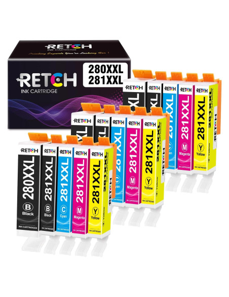 Cartuchos de Tinta RETCH Compatibles Canon 280 281 XXL 15 Paquete Cartuchos de Tinta RETCH Compatibles Canon 280 281 XXL 15 Paquete