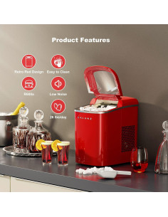 Máquina de Hielo Eléctrica Galanz 11.79 kg 2 Tamaños Rojo 2