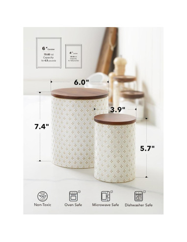 LE TAUCI Juego de 2 Jarras de Cerámica Herméticas 2.64 kg