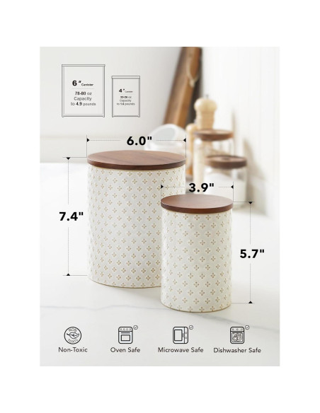 LE TAUCI Juego de 2 Jarras de Cerámica Herméticas 2.64 kg LE TAUCI Juego de 2 Jarras de Cerámica Herméticas 2.64 kg