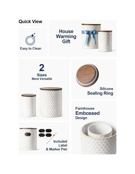 LE TAUCI Juego de 2 Jarras de Cerámica Herméticas 2.64 kg LE TAUCI Juego de 2 Jarras de Cerámica Herméticas 2.64 kg