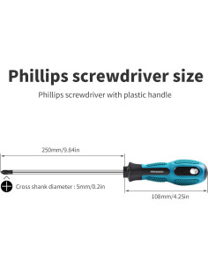 Destornillador Phillips Magnético Skweawert 250mm 5mm Antideslizante 2