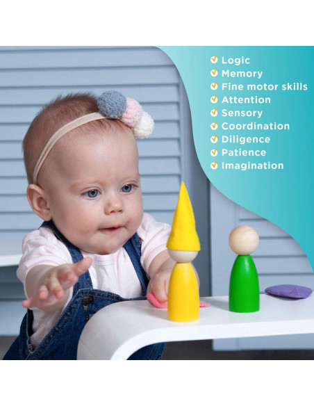 Muñecos de Madera Ulanik 12 Piezas Montessori para Niños 3+ Muñecos de Madera Ulanik 12 Piezas Montessori para Niños 3+