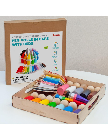 Muñecos de Madera Ulanik 12 Piezas Montessori para Niños 3+ Muñecos de Madera Ulanik 12 Piezas Montessori para Niños 3+