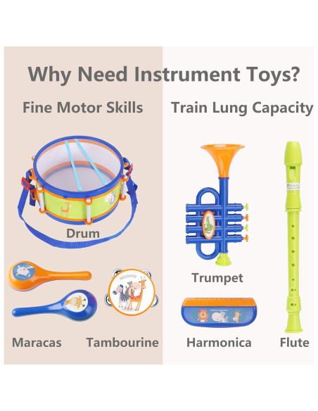 Set de Juguetes Musicales iPlay, iLearn - Batería, Trompeta y Más Set de Juguetes Musicales iPlay, iLearn - Batería, Trompeta y Más