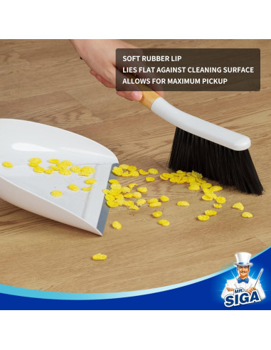 Conjunto de Recogedor y Cepillo MR.SIGA con Mango de Bambú