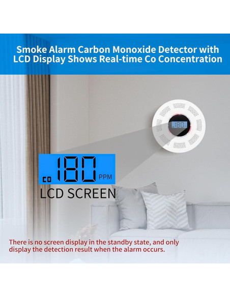 Detector de Humo y Monóxido de Carbono GiiHoo 2 en 1 LCD Detector de Humo y Monóxido de Carbono GiiHoo 2 en 1 LCD