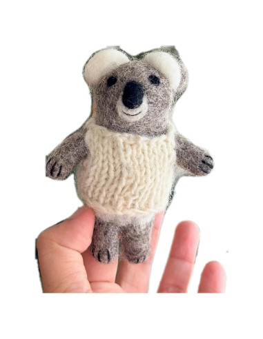 Títere de dedo Koala Bebé Hecho a Mano - Juguete Educativo