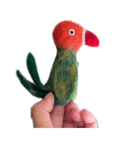 Títere de dedo de loro Ganapati Crafts 10 cm fieltro ecológico