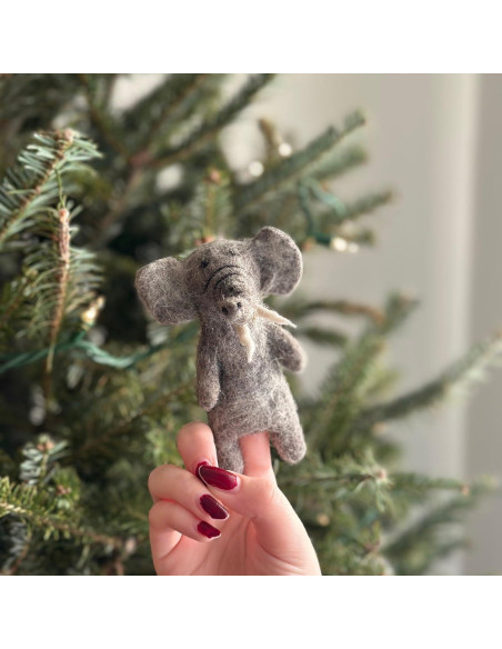 Títere de dedo elefante de fieltro Ganapati Crafts 10 cm Títere de dedo elefante de fieltro Ganapati Crafts 10 cm