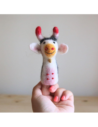 Títere de dedo de vaca lechera hecho a mano - Ganapati Crafts