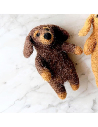 Títere de dedo Dachshund hecho a mano - Juguete educativo