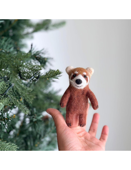 Títere de Dedo Panda Rojo Hecho a Mano - Juguete Educativo Títere de Dedo Panda Rojo Hecho a Mano - Juguete Educativo