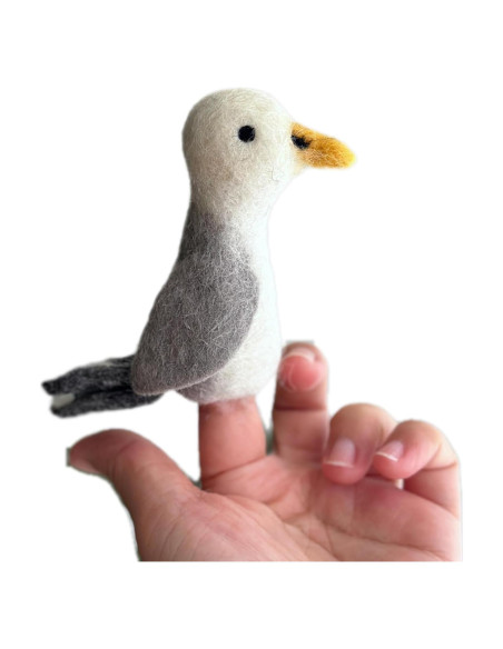 Títere de dedo gaviota Ganapati Crafts 10 cm ecológico Títere de dedo gaviota Ganapati Crafts 10 cm ecológico